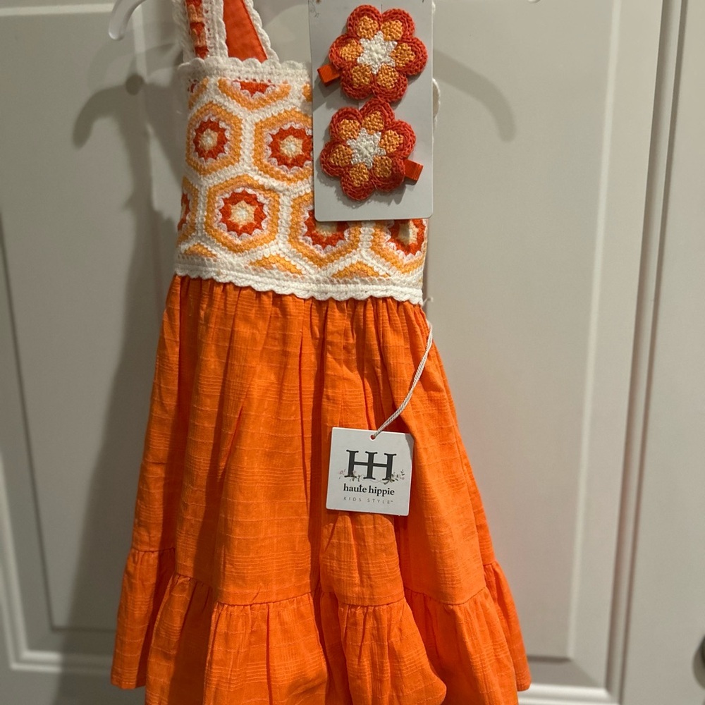 NWT Haute Hippie Orange Crochet Lined Dress match Barrett’s Easter Spring Dress